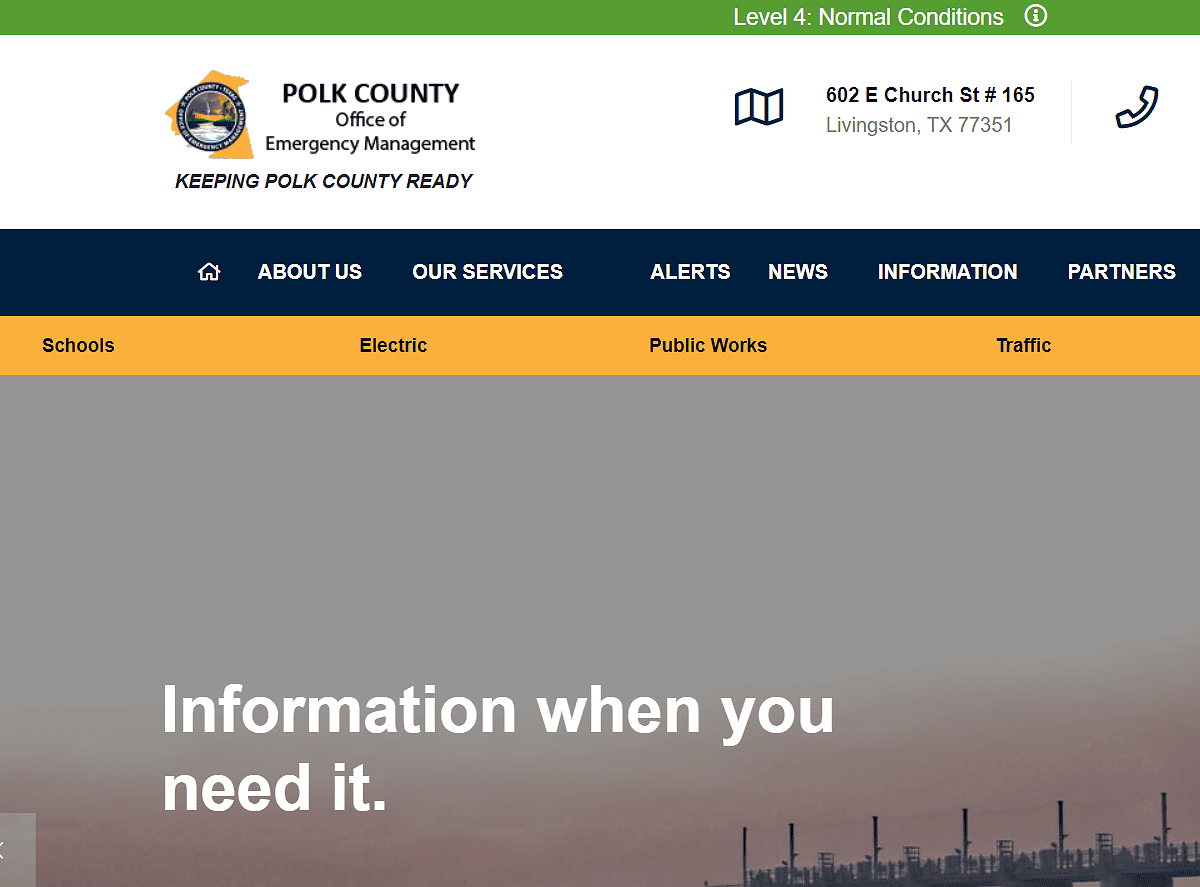 Polk County OEM Website Design Screenshot