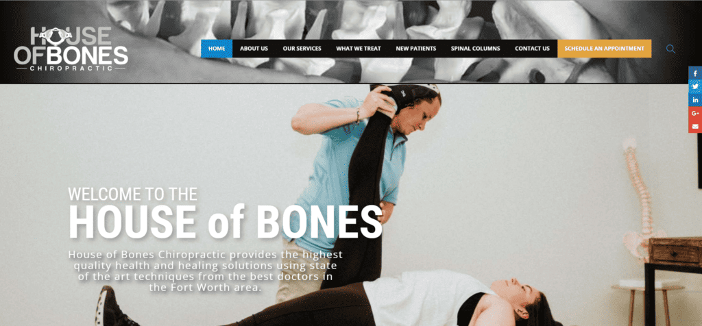 House of Bones Chiro Website Design Screenshot - Texas Website Design