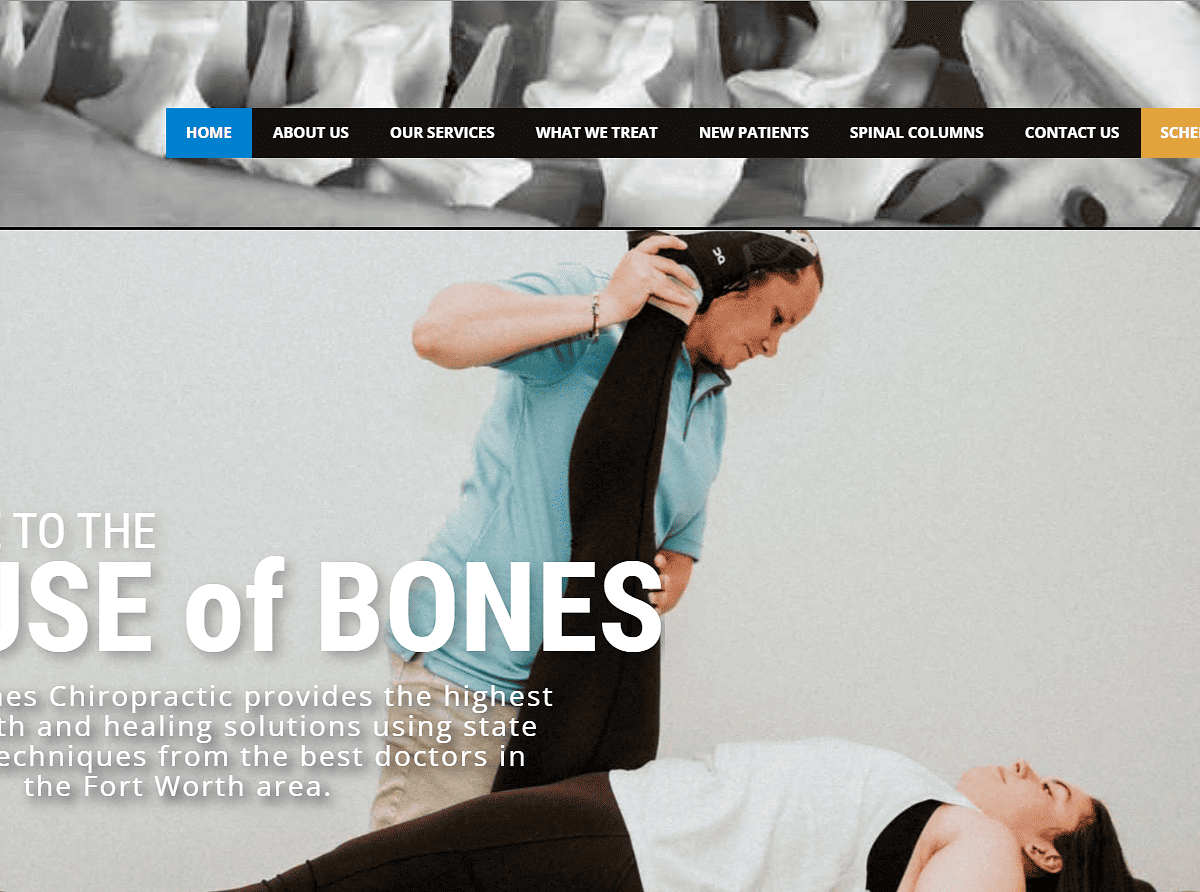 House of Bones Chiro Website Design Screenshot - Texas Website Design