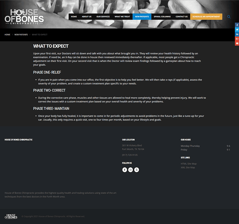 House of Bones Chiro Website Design Screenshot - Texas Website Design