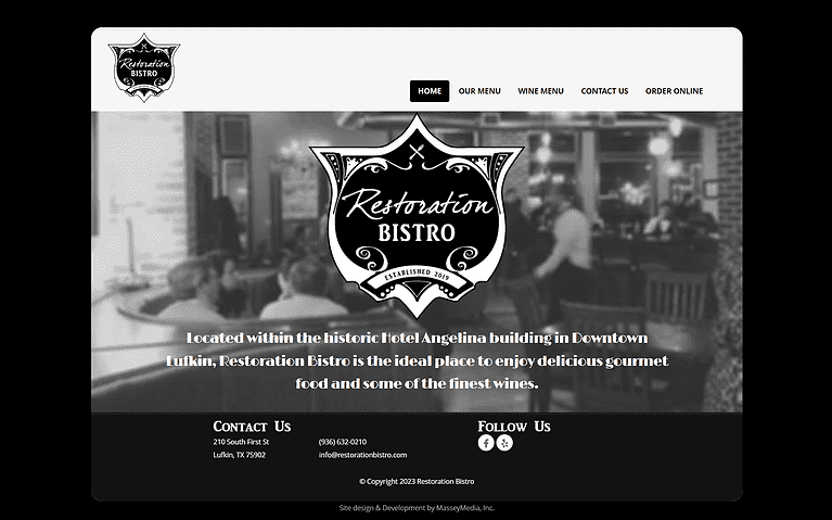 Restoration Bistro Website Design Screenshot - Homepage