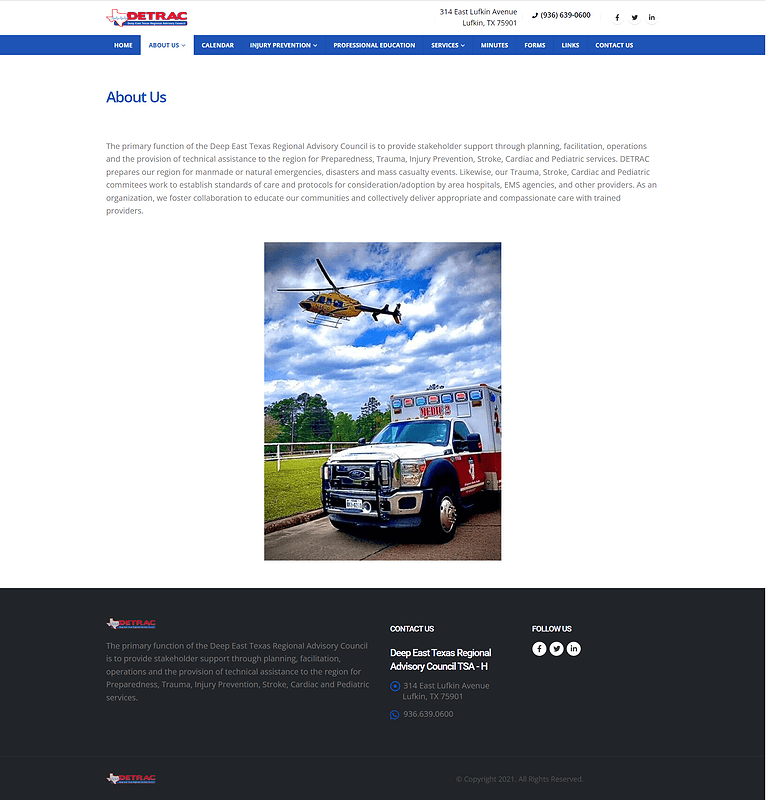 DETRAC Website Design Screenshot - About Us