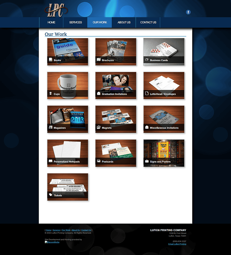 Lufkin Printing Website Design Screenshot - Our Work