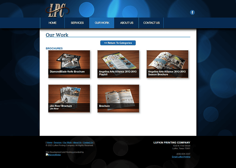 Lufkin Printing Website Design Screenshot - Our Work