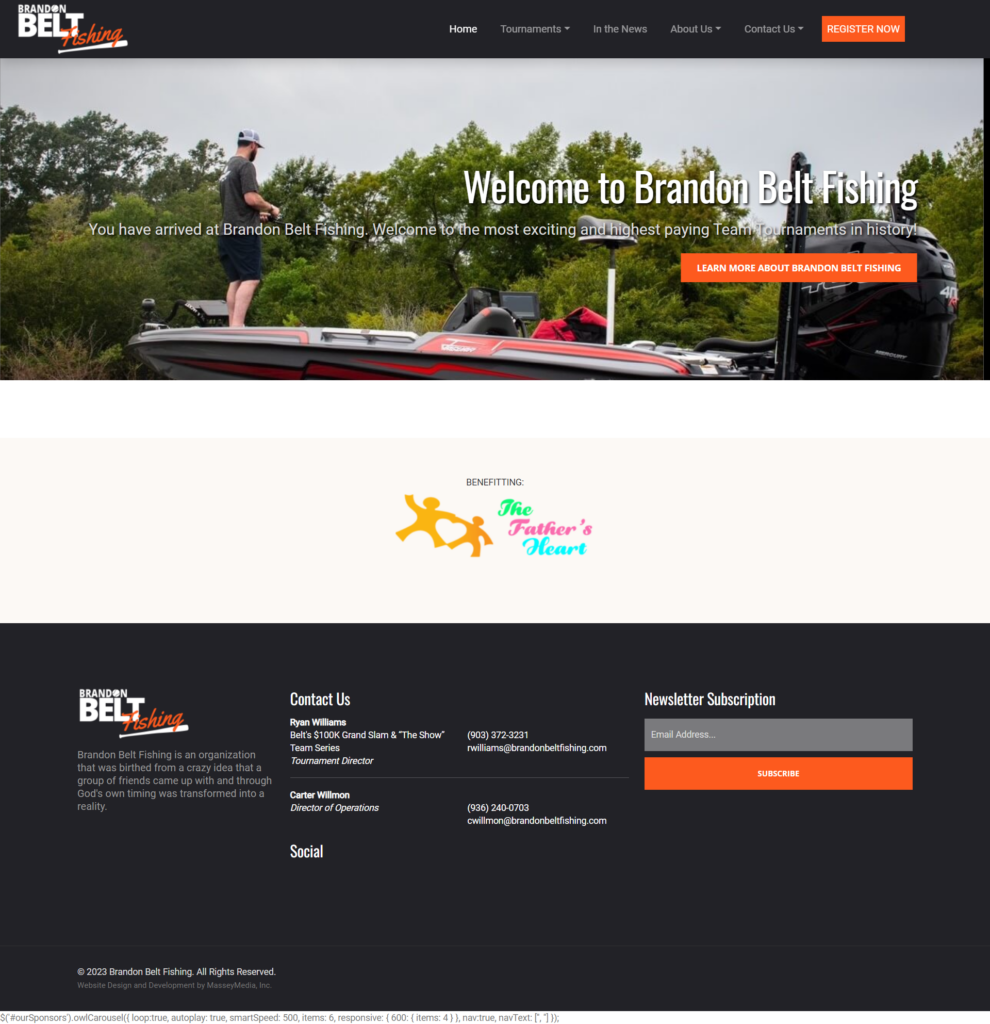 Brandon Belt Fishing Website Design Screenshot - Lufkin, TX Website Design - East Texas Website Design