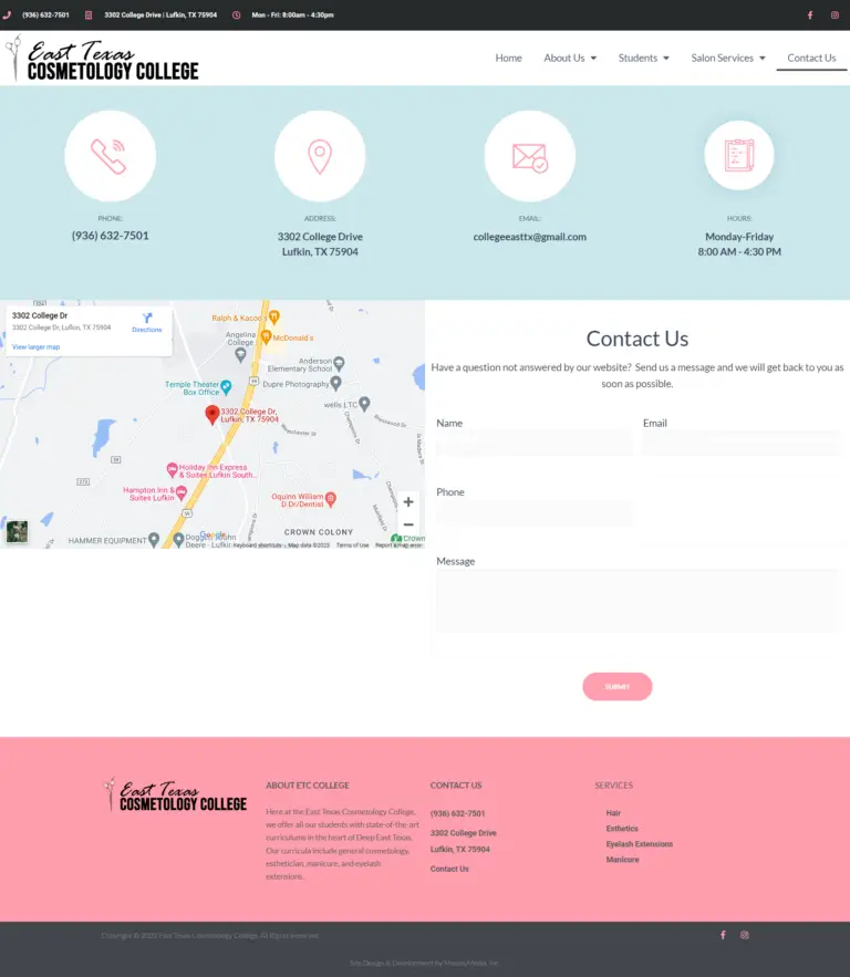Website Design - East Texas Cosmetology College » MasseyMedia, Inc ...