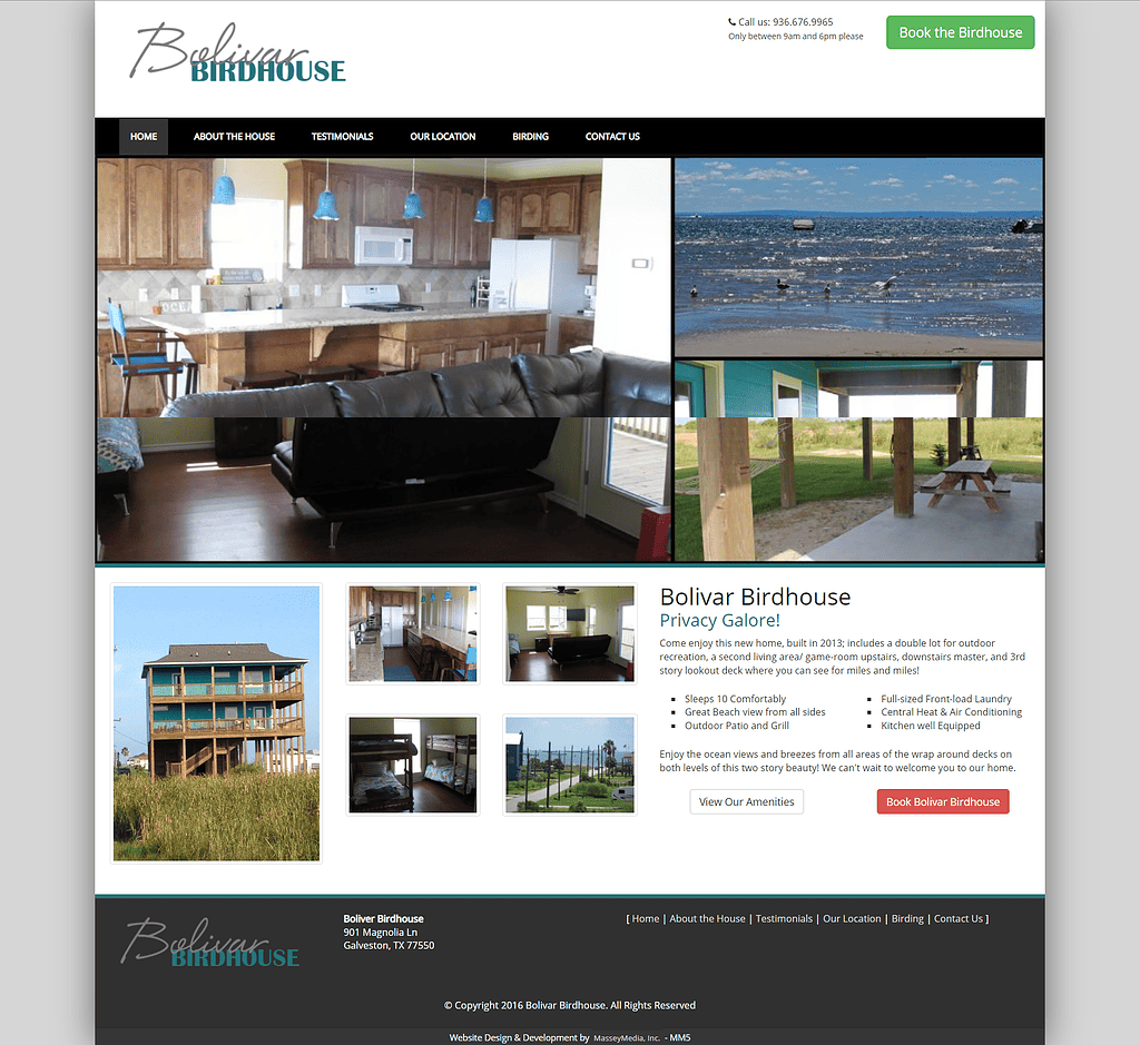 Bolivar birdhouse website design screenshot - east texas website design