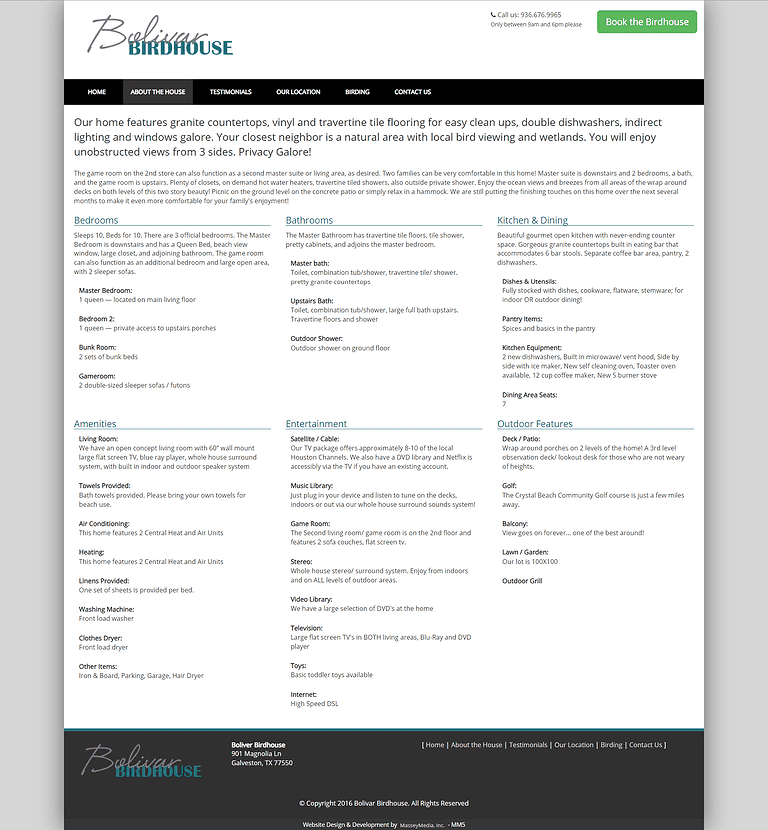 Bolivar Birdhouse website design screenshot - East Texas Website Design