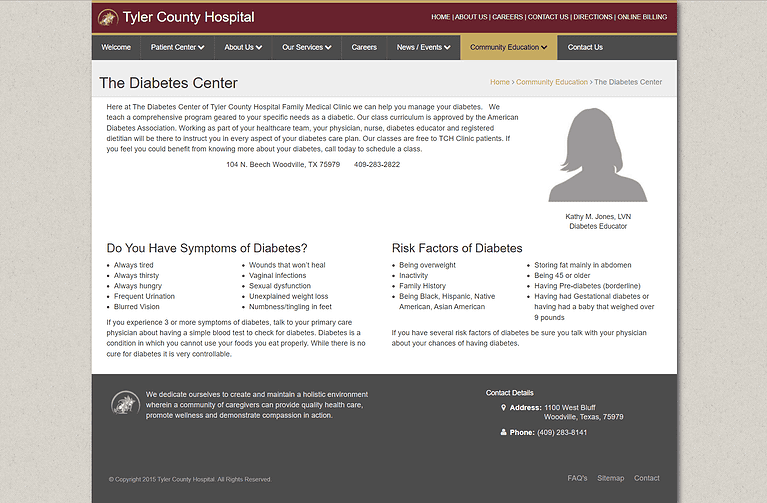 Tyler County Hospital website design screenshot - East Texas Website Design