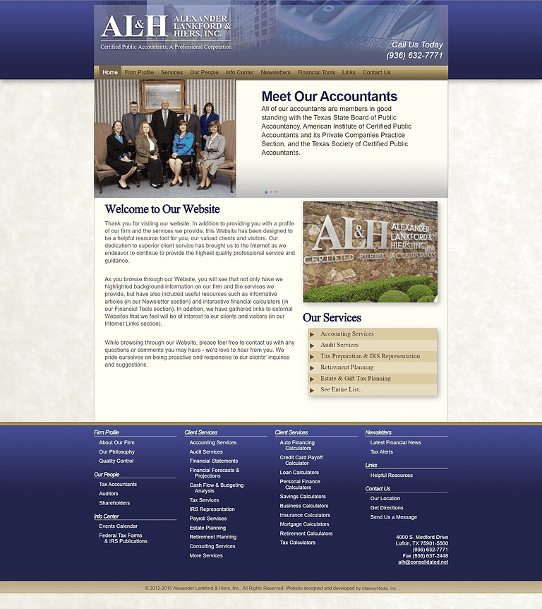 Alexander, Lankford & Heirs Website Design Screenshot - Lufkin, TX - East Texas Website Design