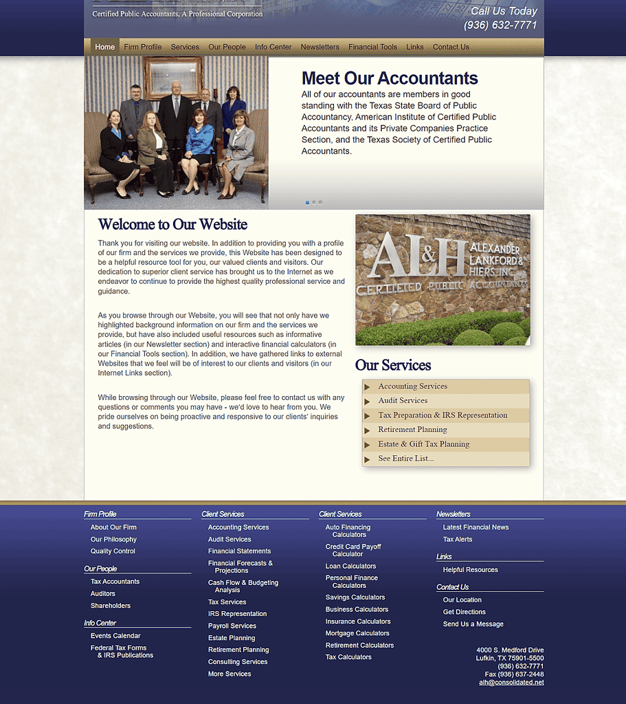 Alexander, Lankford & Heirs Website Design Screenshot - Lufkin, TX - East Texas Website Design