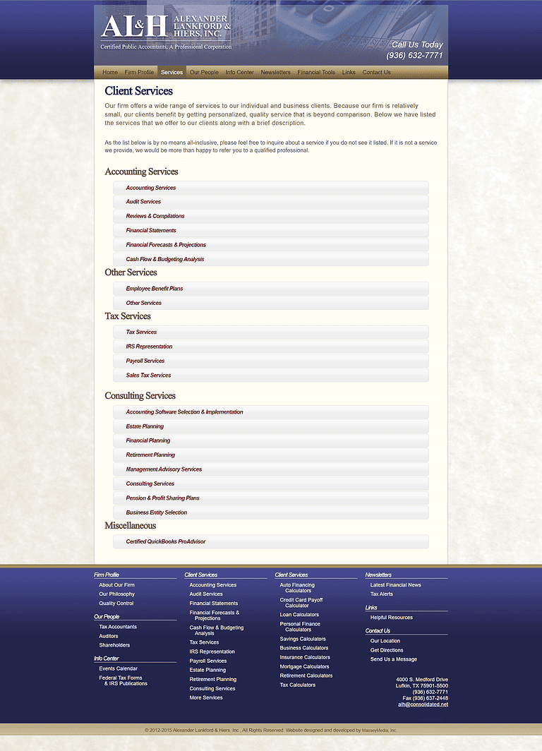 Alexander, Lankford & Heirs Website Design Screenshot - Lufkin, TX - East Texas Website Design
