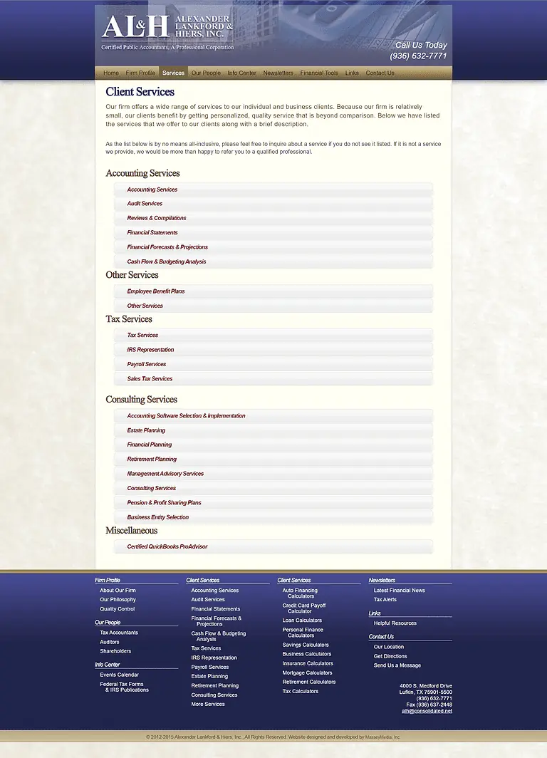 Alexander, Lankford & Heirs Website Design Screenshot - Lufkin, TX - East Texas Website Design