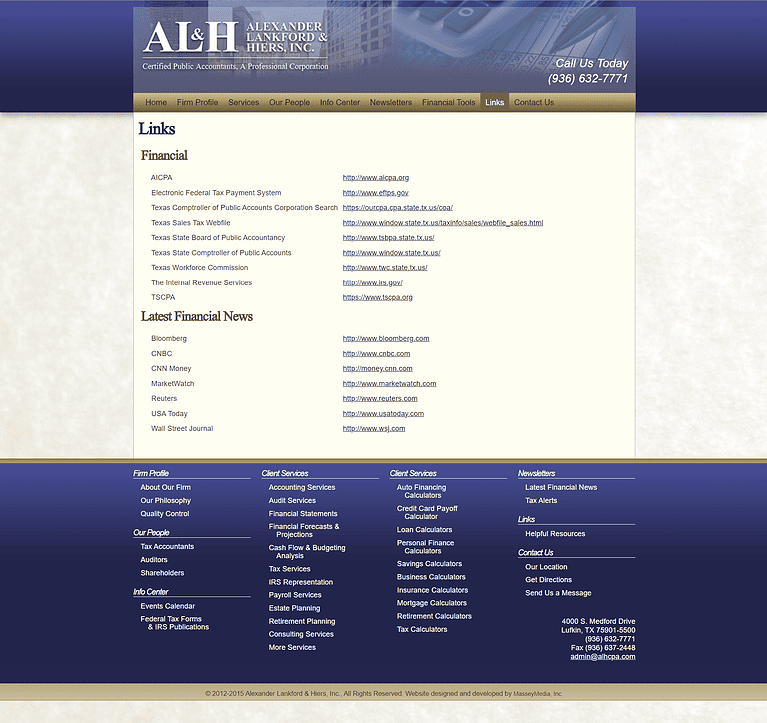 Alexander, Lankford & Heirs Website Design Screenshot - Lufkin, TX - East Texas Website Design