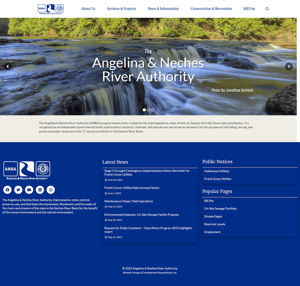 ANRA Website Design Screenshot - Homepage