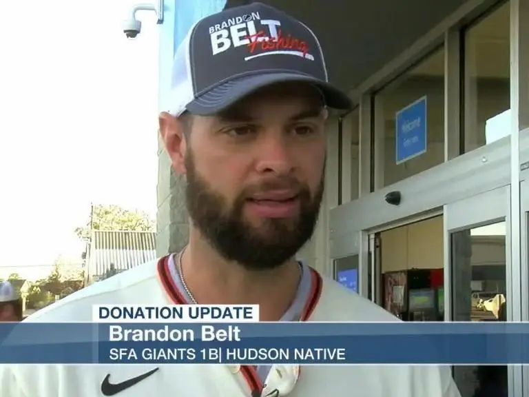 Brandon Belt wearing his Brandon Belt Fishing hat - Brandon Belt Fishing Logo - East Texas - Lufkin, TX