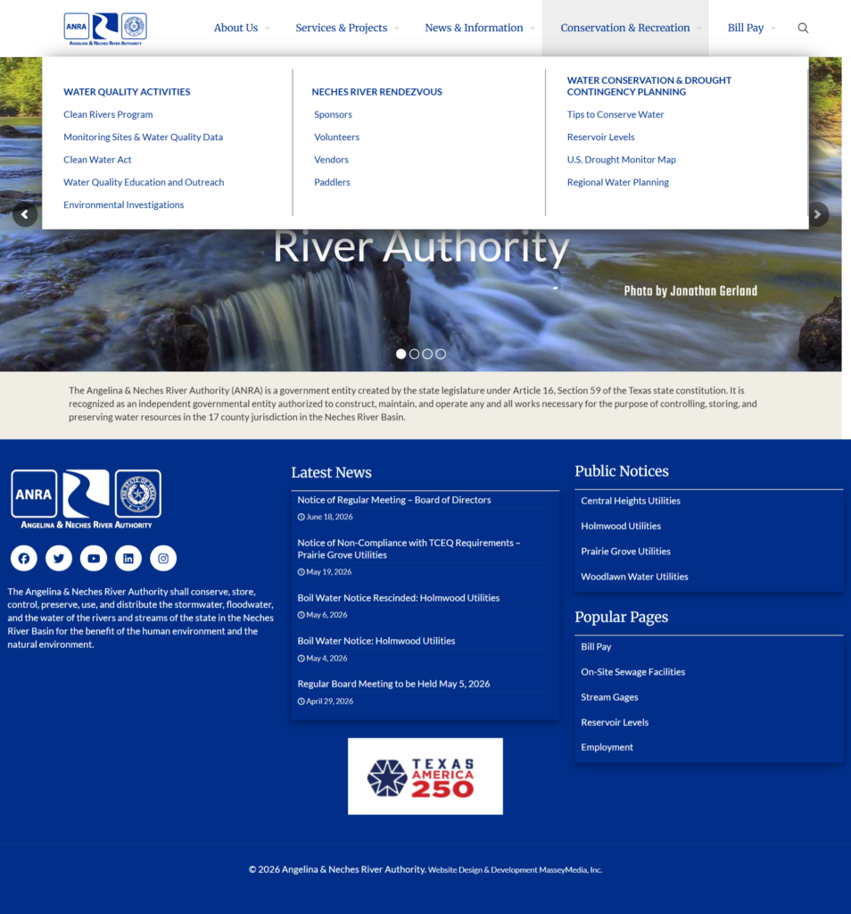 Angelina & Neches River Authority website