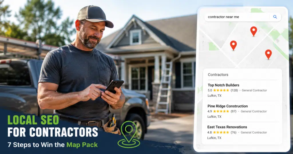 Local SEO for contractors - East Texas HVAC, plumbing, and roofing businesses ranking in the Google Map Pack